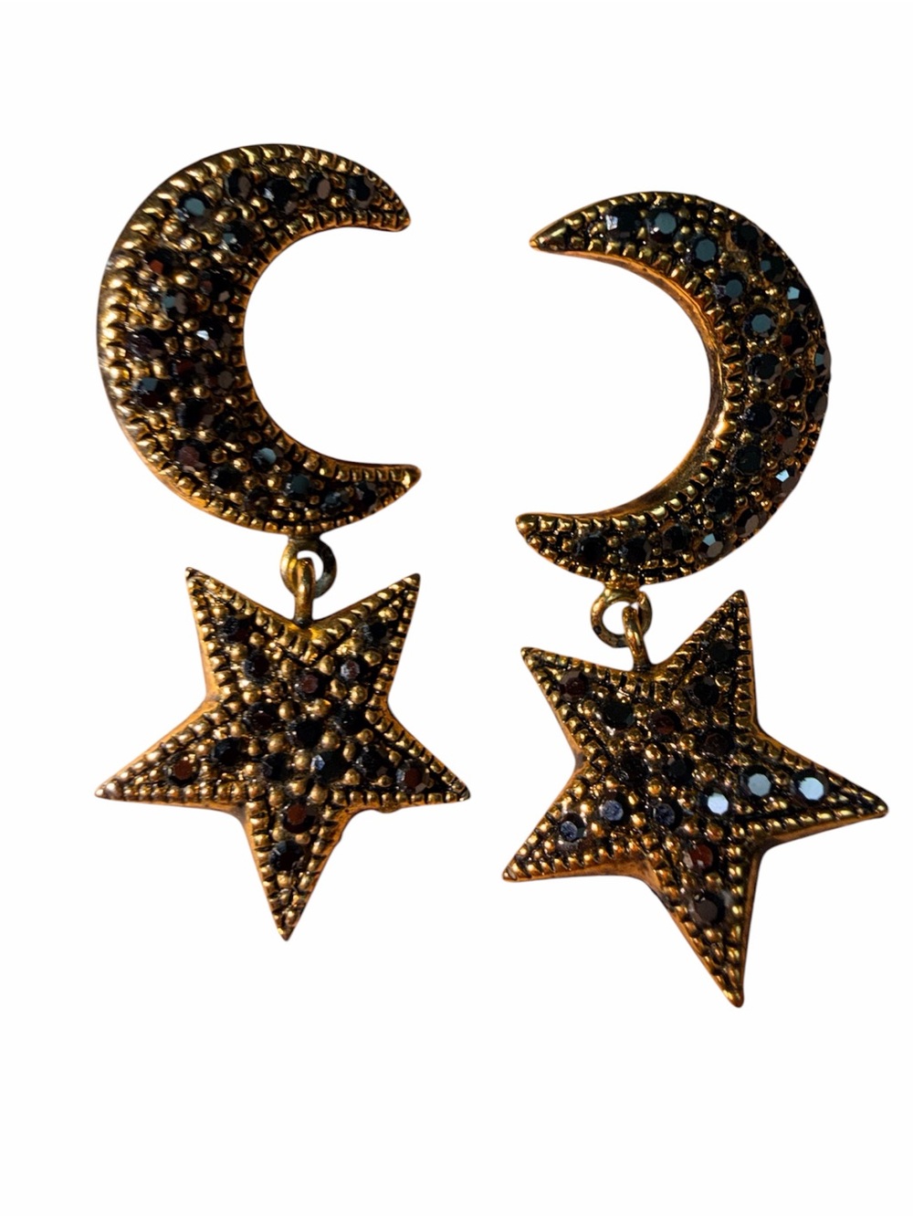 Gold Moon & Star Drop Earrings Women's Fashion Costume Jewelry